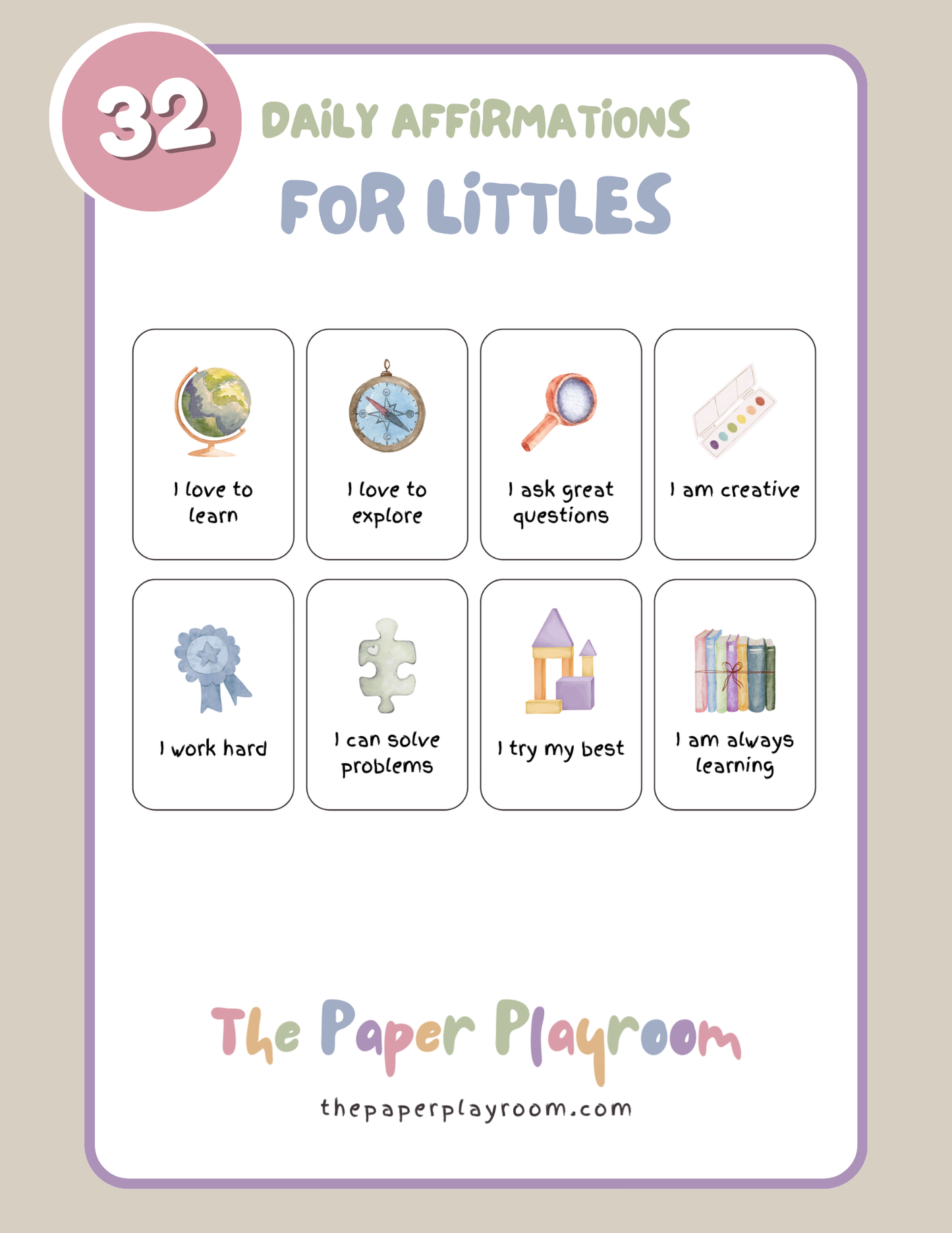 Affirmation Cards for Littles - watercolor