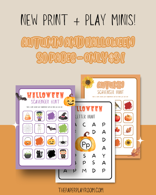 Print + Play Mini Kit: Halloween + Fall Activities for ages 3-6